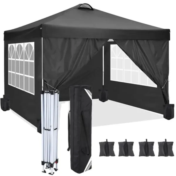 Sale Gazebo, Vandtæt, Sammenklappelig,Sort Telte & Lysthuse