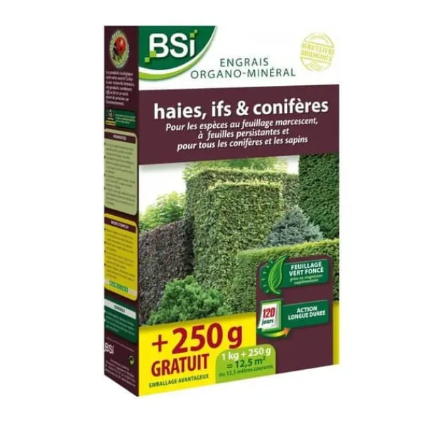 Gödsel för ekologisk häck/idegran/barrträd - BSI - Mörkgrönt bladverk - Långvarig verkan - 12,5 m² Gødningsmidler