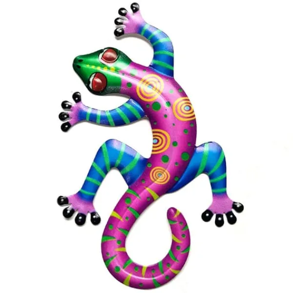 Havedekorationer^Gecko Lizard Vægskilt Have Ornament 14x21,8x0,8cm - Lyserød