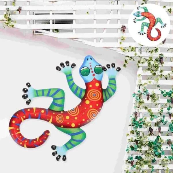 Havedekorationer^Gecko Lizard Vægskilt Have Ornament 14x21,8x0,8cm - Lyserød