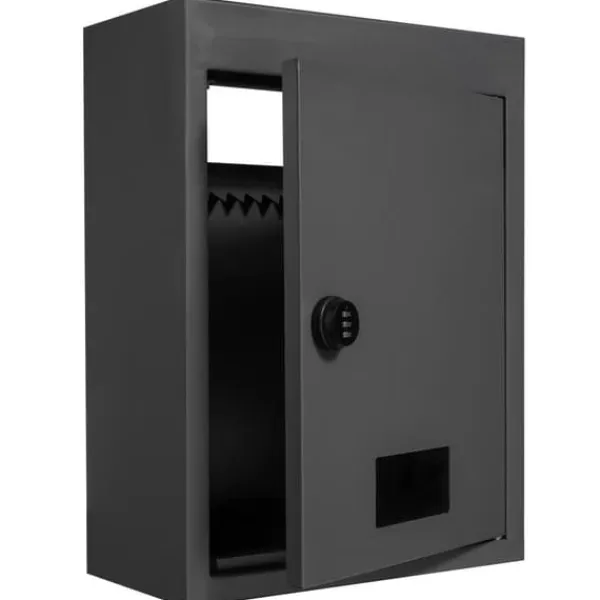 Discount Gennemvægs dropboks 12,5x6,3x16,9" postkasse med kodelås, sort, sikkerhed, vandtæt, holdbar Postkasser & Brevindkast