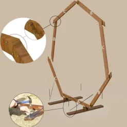 Sale Geometrisk bryllupsbue i træ - Baggrundsstativ - Retro stil - Poleret finish - Længde 2,24 m - Højde 2,19 m - Str. M - Brun Buer, Spalier, Lysthuse Uden Tag