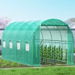 Drivhus^Gå-igennem tunnel drivhus, 15 x 7 x 7 ft. Bærbar med galvaniserede stålrammer, lynlåse og vinduer – perfekt til dine planter!