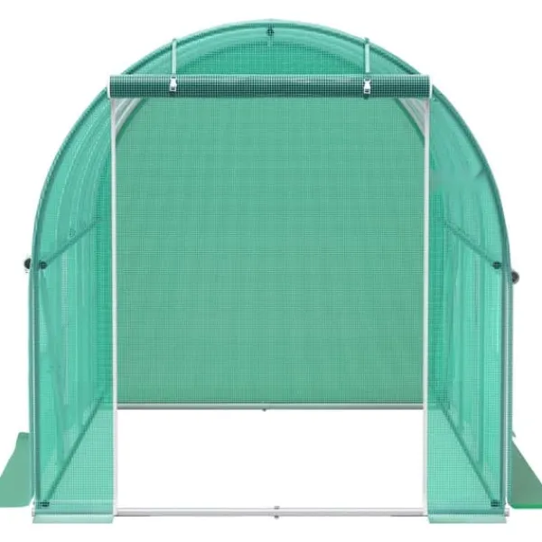 Drivhus^Gå-inde Tunnel Drivhus, 10 x 7 x 7 fod, bærbart med galvaniserede stålbøjler, lynlåsdør og 6 vinduer, ideelt til planter.