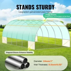 Online Gå-inden-til Tunnel Drivhus 19,36x9,68x6,5ft Galvaniseret Ramme, PE Cover, Grøn, Stort Plads, Holder Varme Drivhus