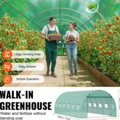 Online Gå-inden-til Tunnel Drivhus 19,36x9,68x6,5ft Galvaniseret Ramme, PE Cover, Grøn, Stort Plads, Holder Varme Drivhus