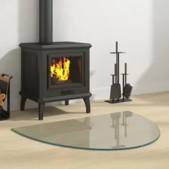 Tilbehør Til Brændeovne & Pejse^Glas - Living glasplade til pejs 800x600 mm halvrund