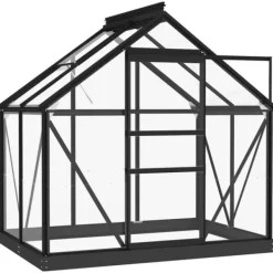 Discount Glasdrivhus i aluminium - UV-bestandigt og varmeisoleret | Størrelse: 155x103x191 cm | Farve: Antracitgrå Drivhus