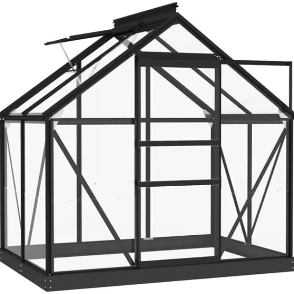 Discount Glasdrivhus i aluminium - UV-bestandigt og varmeisoleret | Størrelse: 155x103x191 cm | Farve: Antracitgrå Drivhus