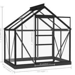 Discount Glasdrivhus i aluminium - UV-bestandigt og varmeisoleret | Størrelse: 155x103x191 cm | Farve: Antracitgrå Drivhus