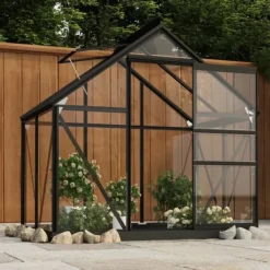 Glasdrivhus 155x103x191 cm aluminium antracitgrå - Drivhus - Drivhuse - Home & Living Drivhus