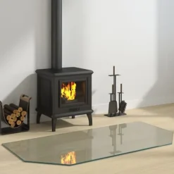 Tilbehør Til Brændeovne & Pejse^Glasplade til pejs 120x60 cm | Hærdet glas | Sekskantet | Varmebestandig
