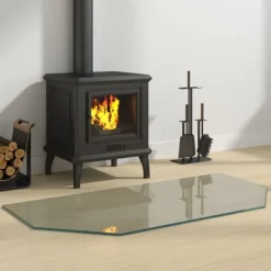 Clearance Glasplade til pejs 100x50 cm sekskantet - Glasplade Til Pejs - Glasplader Til Pejs - Home & Living Tilbehør Til Brændeovne & Pejse