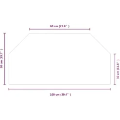 Clearance Glasplade til pejs 100x50 cm sekskantet - Glasplade Til Pejs - Glasplader Til Pejs - Home & Living Tilbehør Til Brændeovne & Pejse