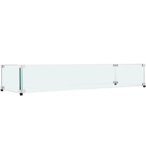 Tilbehør Til Brændeovne & Pejse^Glasvindafskærmning til bålbord 798 x 317 x 165 mm, robust hærdet glas, aluminiums hjørner, gummifødder, nem at samle.