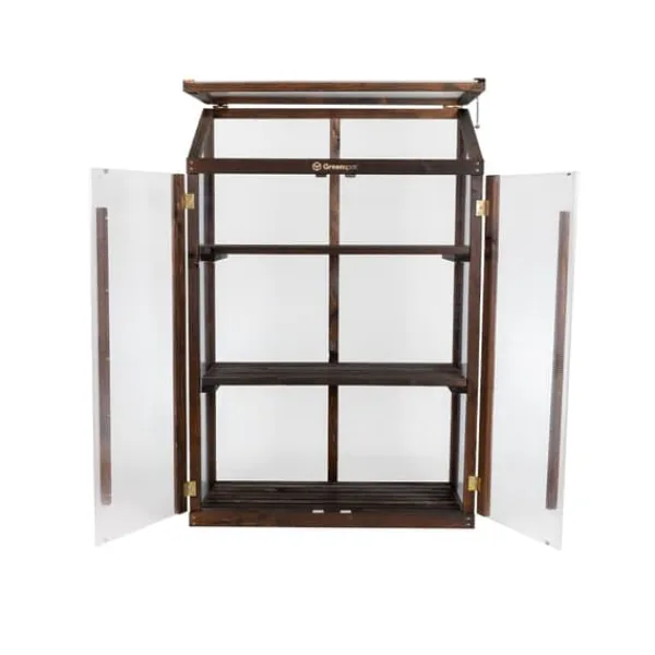 Drivhus^Greenspot Mini Drivhus til Altan og Terrasse 80 x 42 x 120 cm - Altandrivhus til overvintring af urter, blomster, frøplanter - Oprindelsesfarve Mørk R | CDON