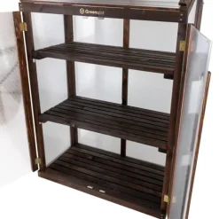 Drivhus^Greenspot Mini Drivhus til Altan og Terrasse 80 x 42 x 120 cm - Altandrivhus til overvintring af urter, blomster, frøplanter - Oprindelsesfarve Mørk R | CDON