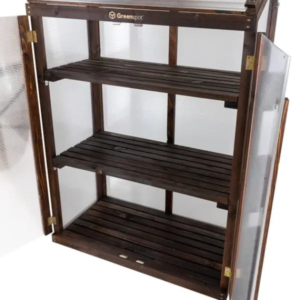 Drivhus^Greenspot Mini Drivhus til Altan og Terrasse 80 x 42 x 120 cm - Altandrivhus til overvintring af urter, blomster, frøplanter - Oprindelsesfarve Mørk R | CDON
