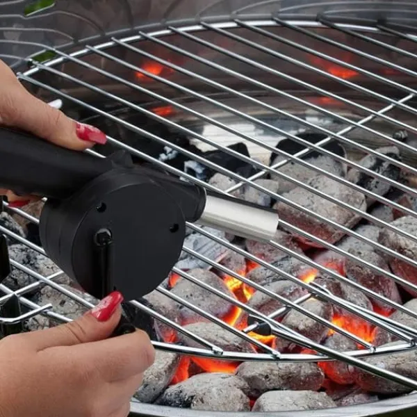 Tilbehør Til Brændeovne & Pejse^Grillblæser til optænding af pejseovn Manuel pejsgrill