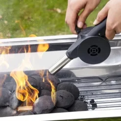 Tilbehør Til Brændeovne & Pejse^Grillblæser til optænding af pejseovn Manuel pejsgrill