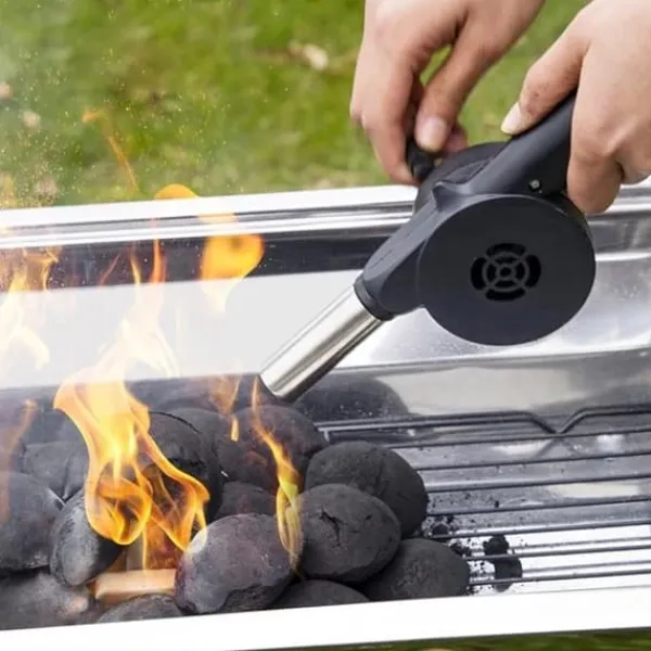 Tilbehør Til Brændeovne & Pejse^Grillblæser til optænding af pejseovn Manuel pejsgrill