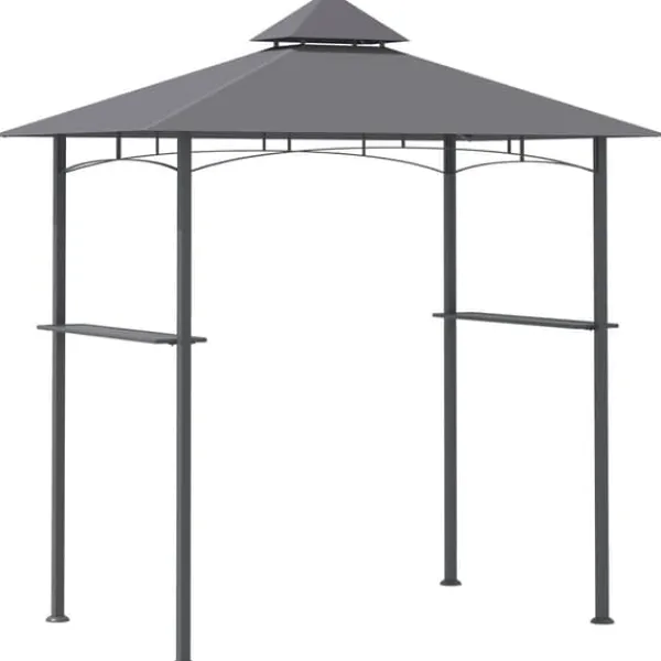 Telte & Lysthuse^Grillpavillon 245x148x252 cm, flammehæmmende dobbelttag, grå – til altan & have