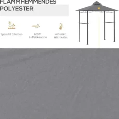 Telte & Lysthuse^Grillpavillon 245x148x252 cm, flammehæmmende dobbelttag, grå – til altan & have