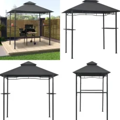 Discount Grillpavillon 240x150x255 cm stål antracitgrå - Grillpavillon - Grillpavilloner - Home & Living Telte & Lysthuse