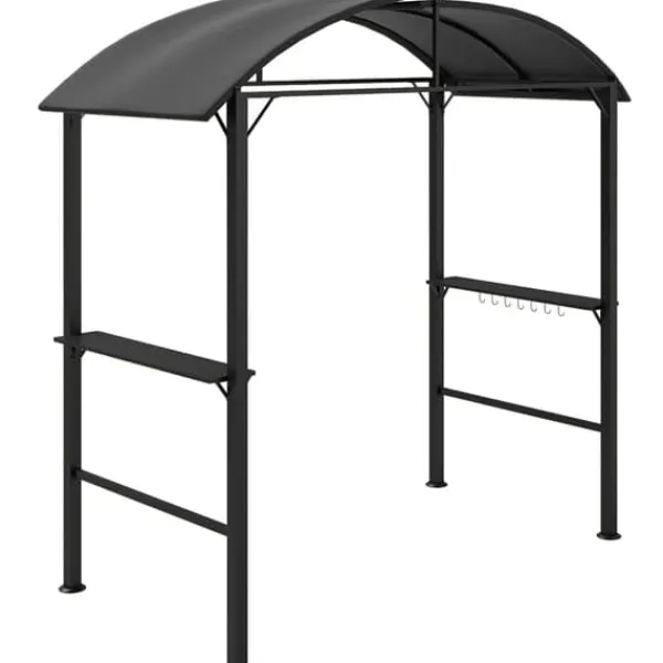 Buer, Spalier, Lysthuse Uden Tag^Grillpavillon 233x110x235 cm, vindtæt med dobbelt tag og hylder, UV-beskyttelse, stål, mørkegrå