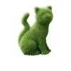 New Grøn Kat Sidder Dekoration i Harpiks med Græsagtig Flokning til Udendørs Have, Altan og Vinduessmykning Sitting kitten Havedekorationer
