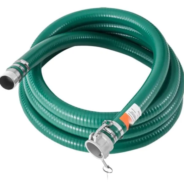 Hot Grøn sugeslange 2 i x 20 fod, høj kvalitet, komplet fittings, holdbar og fleksibel til industrielt brug. Vanding