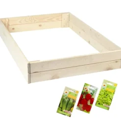 Clearance Grøntsagshavekasse - med grøntsagsfrø - 120x120x18cm Kit Til Plante- & Urtedyrkning