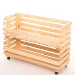 Outlet Grøntsagskasser på hjul RAWA /bredde 77cm - Naturlig Plantestativer