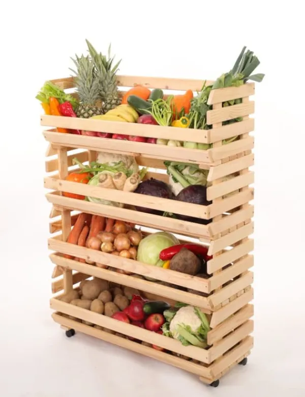 Sale Grøntsagskasser på hjul RAWA /bredde 77cm - Naturlig Plantestativer