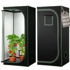 Discount Growtelt - Indendørs Plantetelt - 80 x 80 x 180 cm - 600D Højreflekterende Mylar - Observationsvindue - Gulvbakke - Robust Lynlås Drivhus