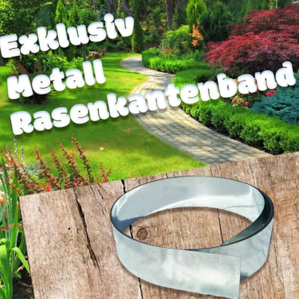 Kit Til Plante- & Urtedyrkning^Græskant, Græskanter, Græsplæne kant, Bedkant, Plænekant, Havekant, Rabatkant metal alu/zink 20 cm x 10 meter, Længde gs:15 m, Bred:20 cm