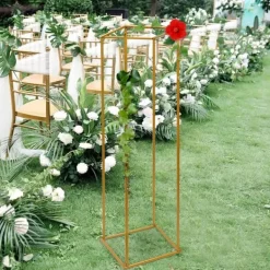 Best Guld metal blomsterstander, søjle til bryllupsbaggrund & plantehylde, 180 cm Plantestativer