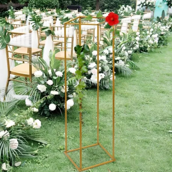 Best Guld metal blomsterstander, søjle til bryllupsbaggrund & plantehylde, 180 cm Plantestativer