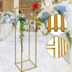 Best Guld metal blomsterstander, søjle til bryllupsbaggrund & plantehylde, 180 cm Plantestativer