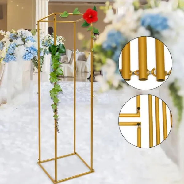 Best Guld metal blomsterstander, søjle til bryllupsbaggrund & plantehylde, 180 cm Plantestativer