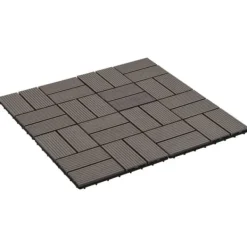 Havedekorationer^Gulve - Living terrassefliser 11 stk. WPC 30 x 30 cm 1 m2 mørkebrun