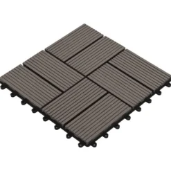Havedekorationer^Gulve - Living terrassefliser 11 stk. WPC 30 x 30 cm 1 m2 mørkebrun