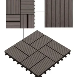 Havedekorationer^Gulve - Living terrassefliser 11 stk. WPC 30 x 30 cm 1 m2 mørkebrun
