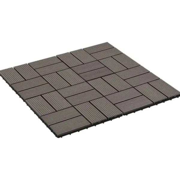 Havedekorationer^Gulve - Living terrassefliser 22 stk. 30 x 30 cm 2 m2 WPC mørkebrun