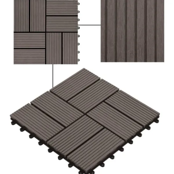 Havedekorationer^Gulve - Living terrassefliser 22 stk. 30 x 30 cm 2 m2 WPC mørkebrun