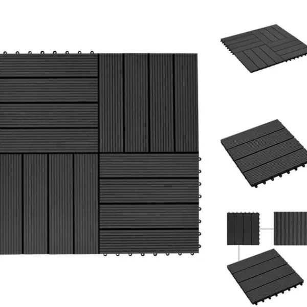 Havedekorationer^Gulve - Living terrassefliser 22 stk. 30 x 30 cm 2 m2 WPC sort