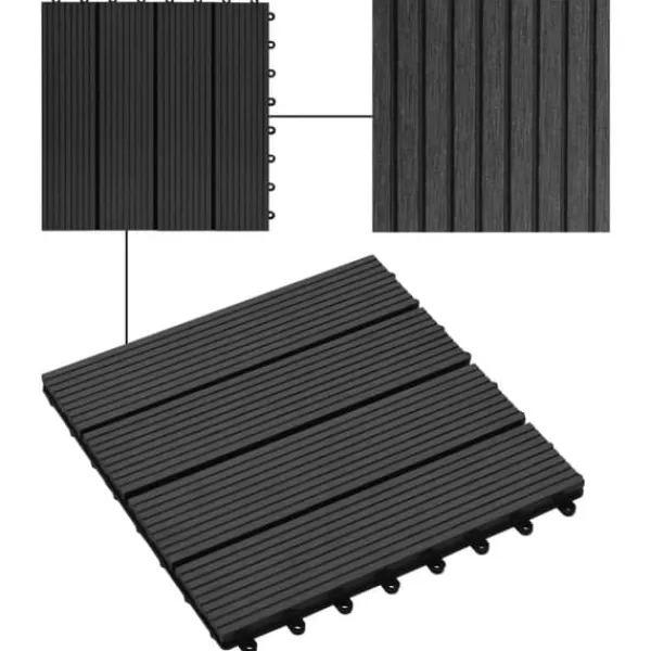 Havedekorationer^Gulve - Living terrassefliser 22 stk. 30 x 30 cm 2 m2 WPC sort
