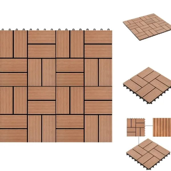 Havedekorationer^Gulve - Living terrassefliser 11 stk. WPC 30 x 30 cm 1 m2 brun
