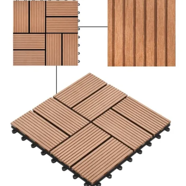 Havedekorationer^Gulve - Living terrassefliser 11 stk. WPC 30 x 30 cm 1 m2 brun