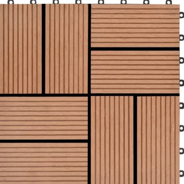 Havedekorationer^Gulve - Living terrassefliser 11 stk. WPC 30 x 30 cm 1 m2 brun